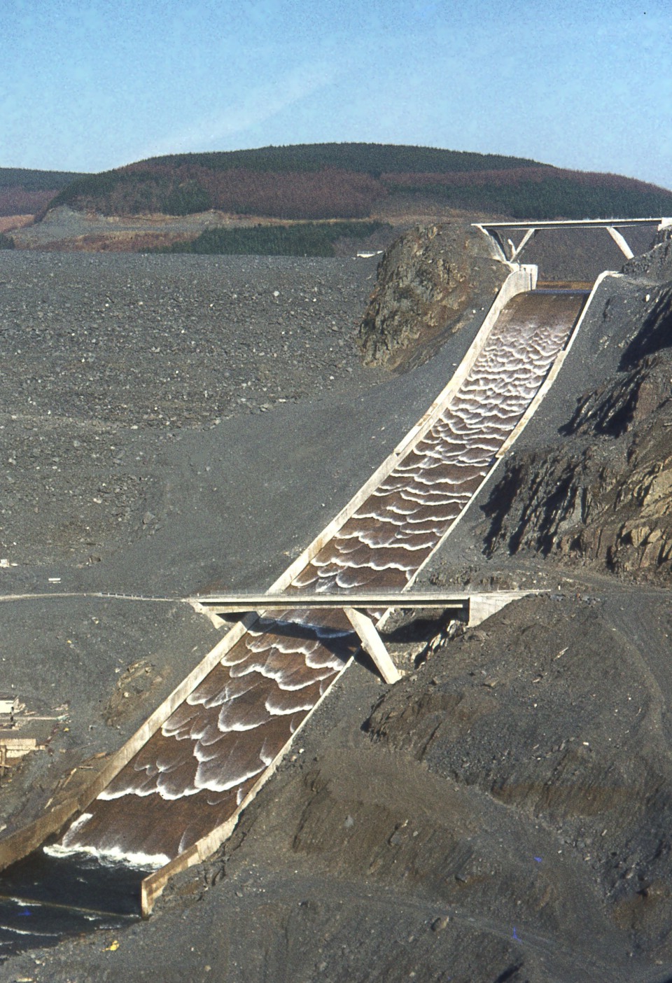 Chute spillway of Llyn Brianne dam in Wales